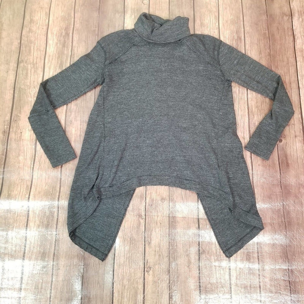 We the Free Womens Sweater Gray XS Extra Small Split Back Turtleneck Free People